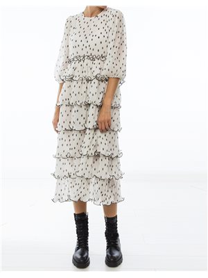 Vestido volantes topos georgette